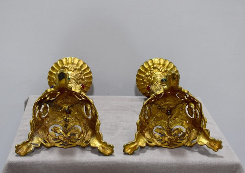 Paire de Pique-cierges en Bronze doré et laiton – 1900