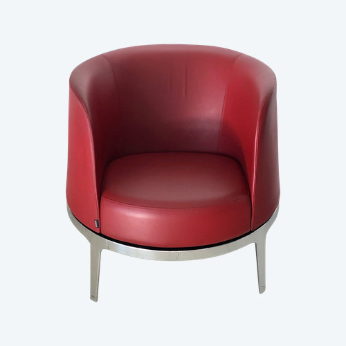 Fauteuil rotatif en cuir Bordeaux par Carl Öjerstam pour Materia, Suède