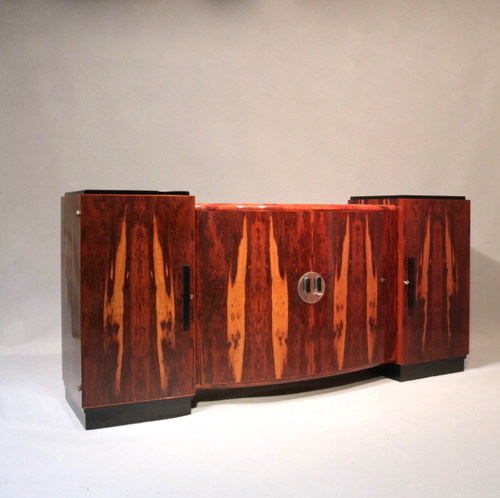 Sideboard, Art-Déco-Sideboard aus Makassar-Ebenholz