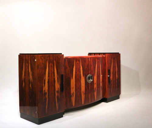 Sideboard, Art-Déco-Sideboard aus Makassar-Ebenholz