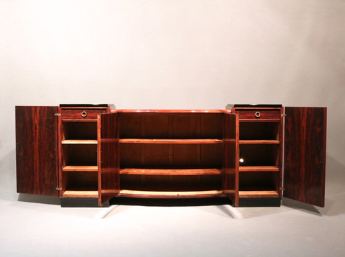 Sideboard, Art-Déco-Sideboard aus Makassar-Ebenholz