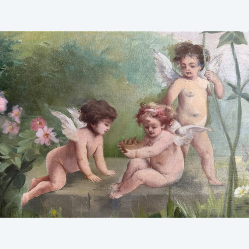 Dessus De Porte Représentent Des Amours Jouants