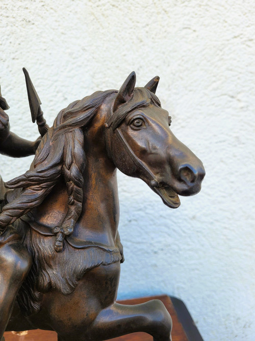 Gaulish Chef On Horseback In Bronze, 19th Century