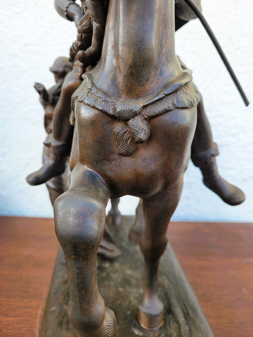 Gaulish Chef On Horseback In Bronze, 19th Century