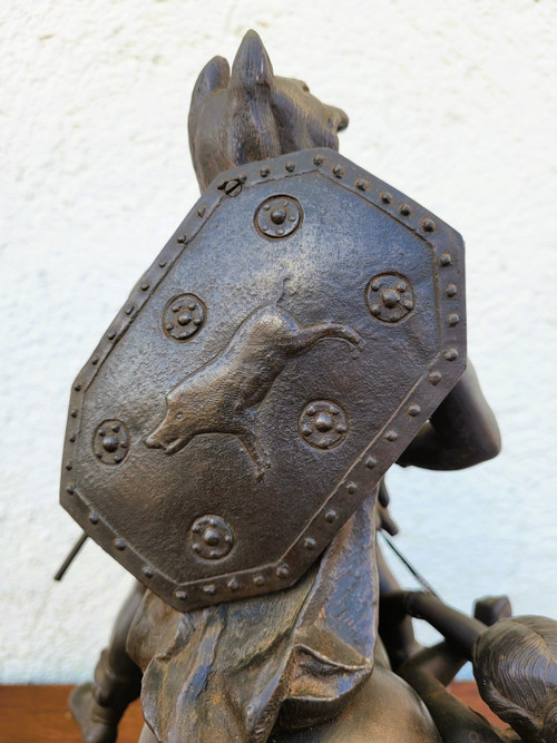 Gaulish Chef On Horseback In Bronze, 19th Century
