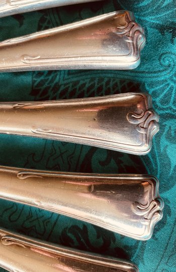 12 art nouveau table knives