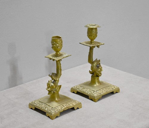 Pair of Bronze Candlesticks – 19th Century