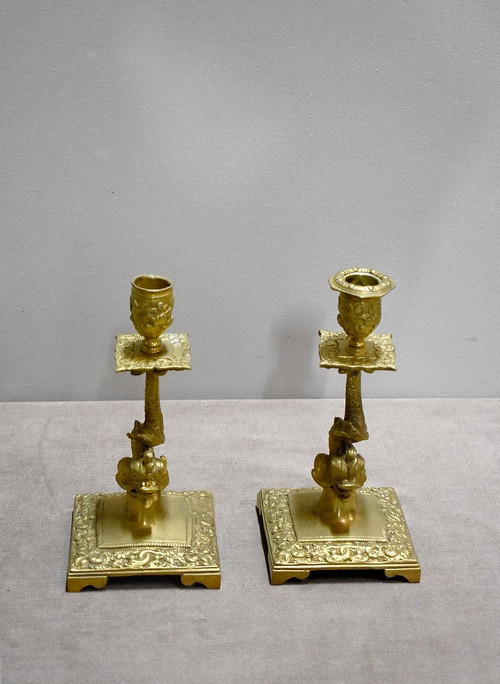 Pair of Bronze Candlesticks – 19th Century