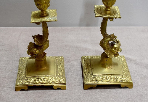 Pair of Bronze Candlesticks – 19th Century