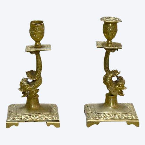 Pair of Bronze Candlesticks – 19th Century