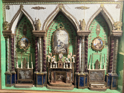 Large Reliquary In Three Chapels With 77 Relics - 19th Century