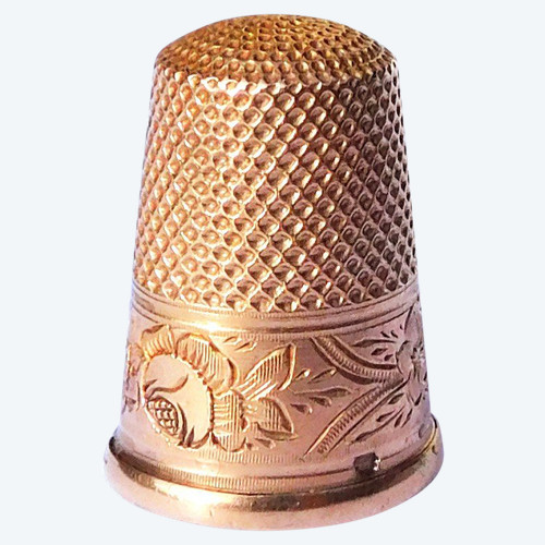 Small Sewing Thimble In 18 Carat Solid Gold For Little Girl Late 19th Century