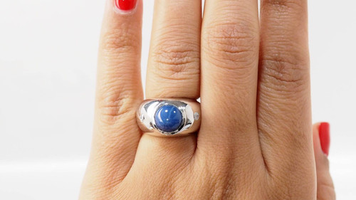 Bague jonc en or blanc et saphir étoilé