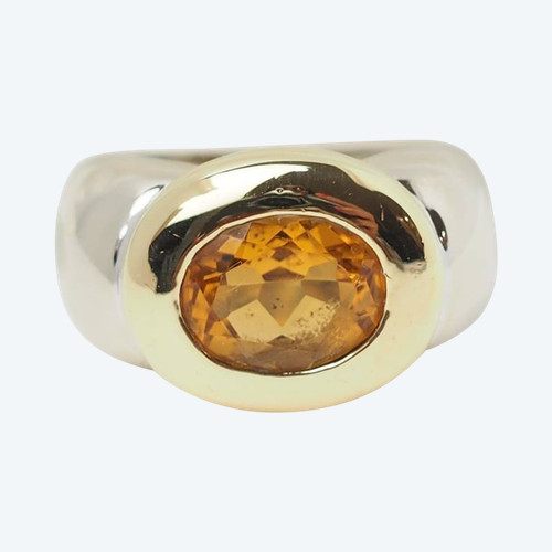 Bague en or bicolore et citrine 
