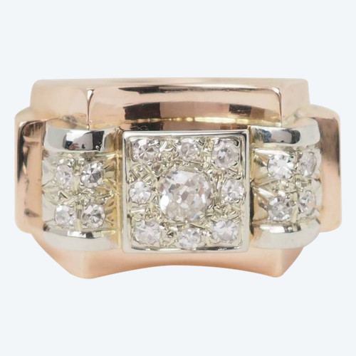 Bague Tank en or rose et diamants