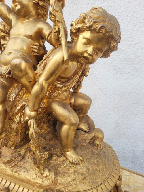 Buhot, Aux Puttis Fireplace Trim, Gilt Bronze, 19th Century