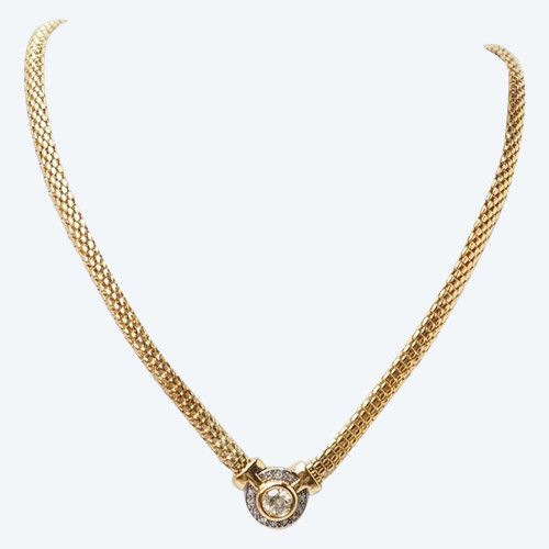 Collier solitaire en or jaune et diamant 