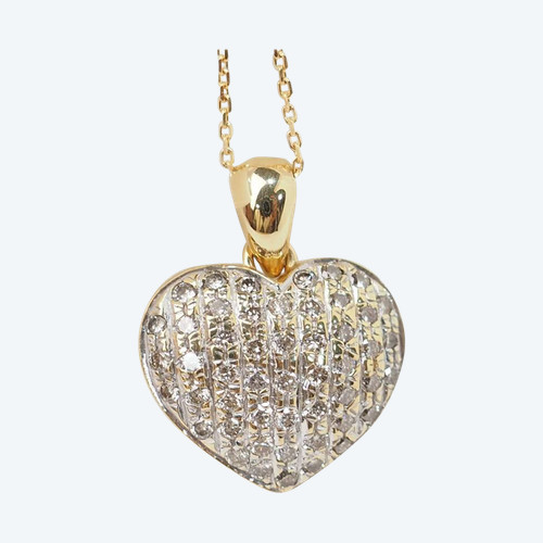 Collana cuore in oro giallo e diamanti
