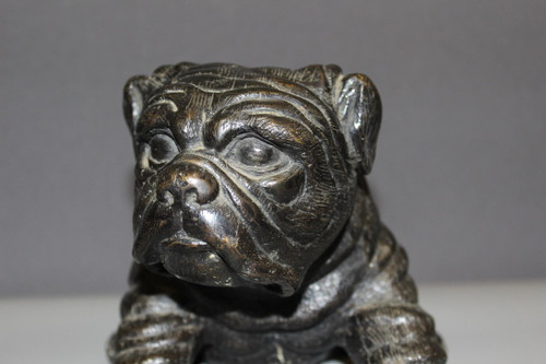 Cane in bronzo con patina scura XX secolo
