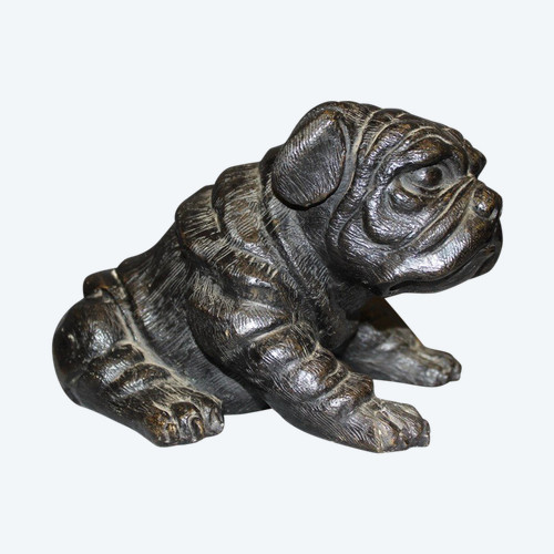Cane in bronzo con patina scura XX secolo