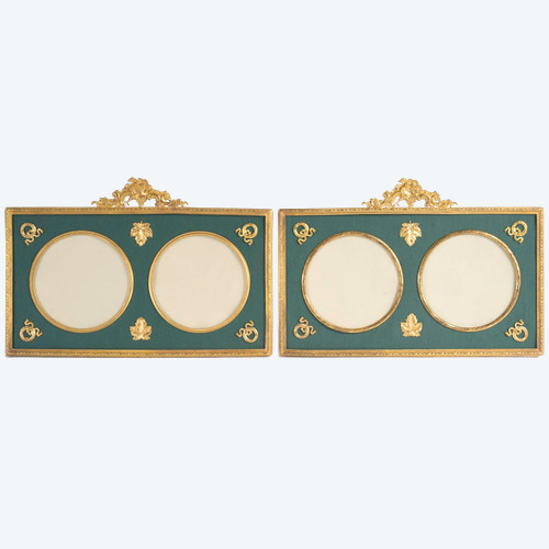 A pair of late 19th century gilded bronze photo frames