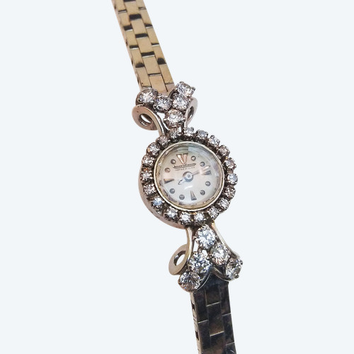 JAEGER LECOULTRE, FEMME, Diamants & Or blanc 18C