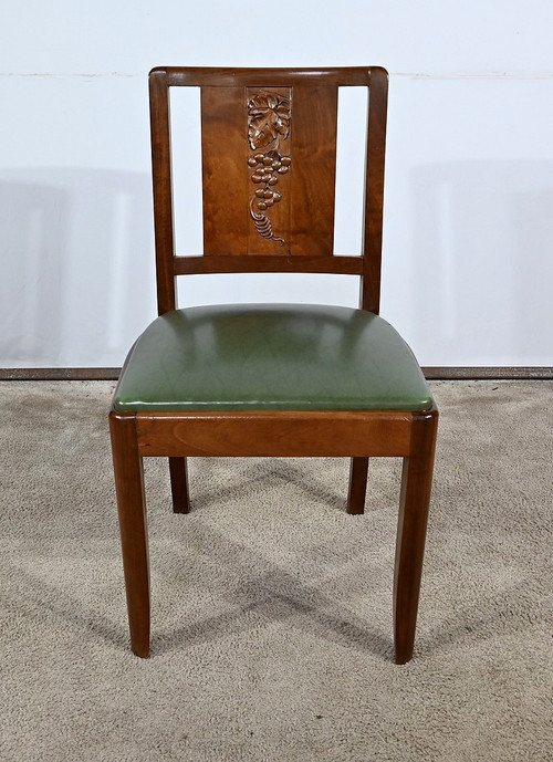 Suite of 6 Art Deco Chairs in Solid Mahogany – 1940