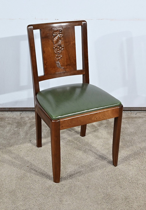 Suite of 6 Art Deco Chairs in Solid Mahogany – 1940