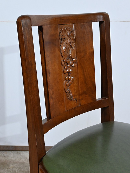 Suite of 6 Art Deco Chairs in Solid Mahogany – 1940