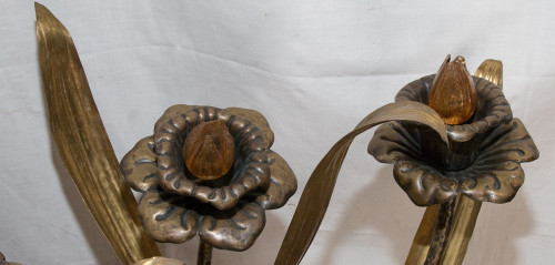 Große Blumenlampe Maison Jansen Design aus den 70er Jahren