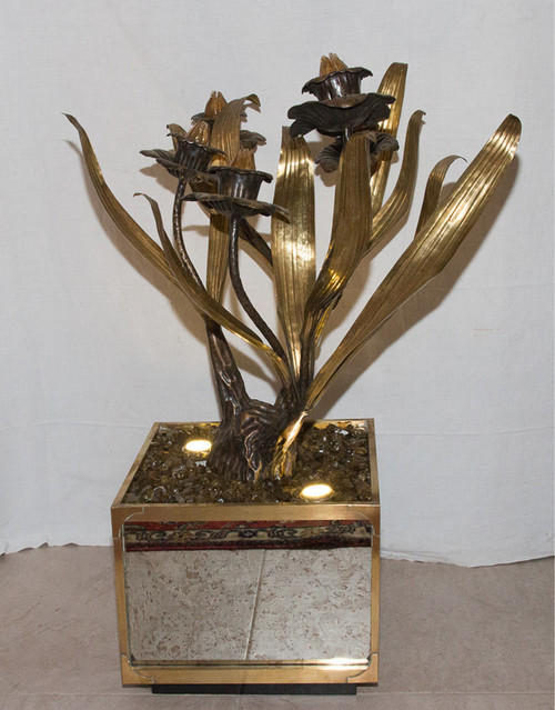 Große Blumenlampe Maison Jansen Design aus den 70er Jahren