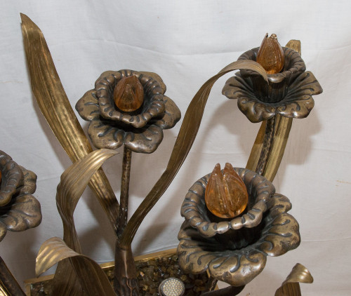Große Blumenlampe Maison Jansen Design aus den 70er Jahren