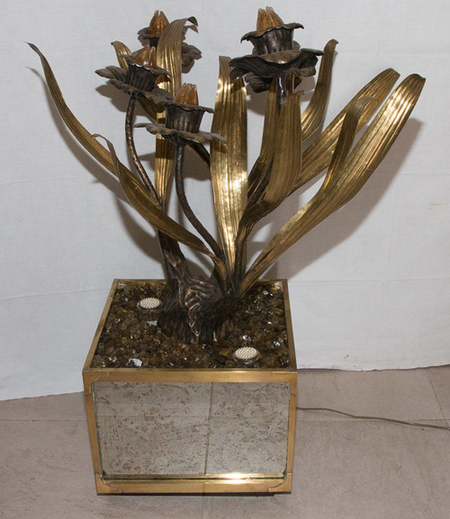 Große Blumenlampe Maison Jansen Design aus den 70er Jahren