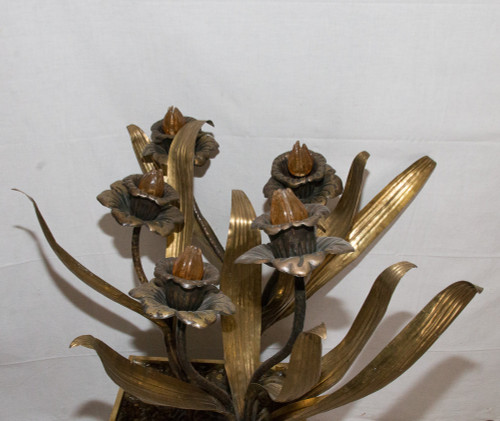 Große Blumenlampe Maison Jansen Design aus den 70er Jahren