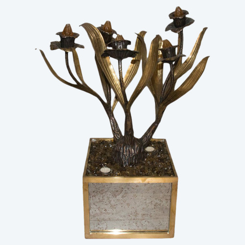 Große Blumenlampe Maison Jansen Design aus den 70er Jahren