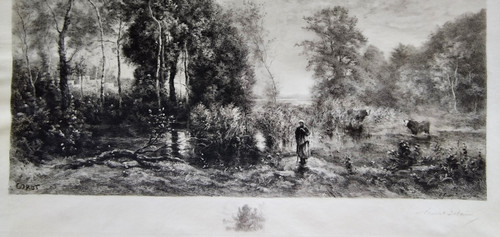  Gravure Eau Forte par Brunet-Debaines d'Après Corot  Daté 1905