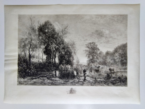  Gravure Eau Forte par Brunet-Debaines d'Après Corot  Daté 1905