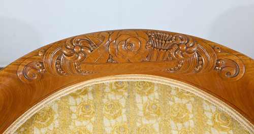 Coppia di Bergère in Mogano Biondo, Art Déco – 1940