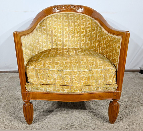 Coppia di Bergère in Mogano Biondo, Art Déco – 1940
