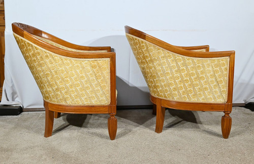 Coppia di Bergère in Mogano Biondo, Art Déco – 1940