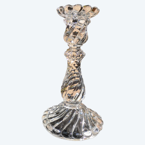 Lovely Bamboo model crystal candle holder signed BACCARAT