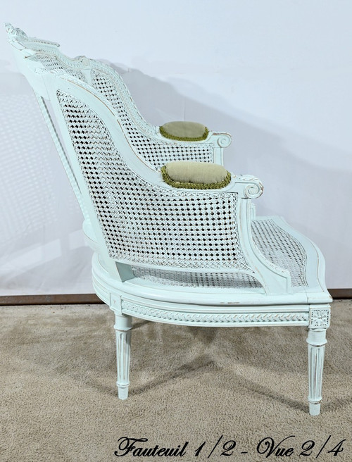 Duchesse Brisée en Hêtre Réchampie, style Louis XVI – 2ème Partie XIXe