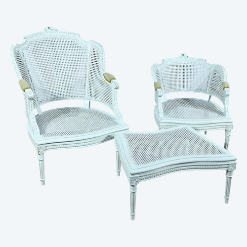 Duchesse Brisée en Hêtre Réchampie, style Louis XVI – 2ème Partie XIXe