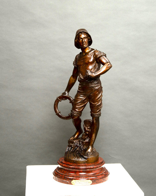 Grande statue en régule sauveteur marin par Guillemin hauteur 70cm