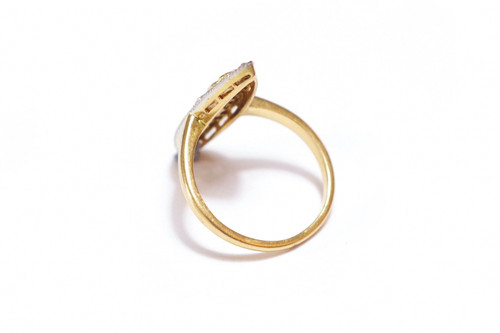 Anello marquise con diamanti in oro giallo 18k e platino, anello di fidanzamento, matrimonio