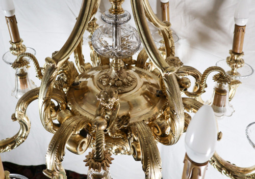  Lampadario in bronzo dorato stile Regency periodo Napoleone III