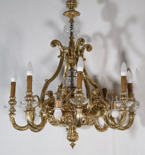  Lampadario in bronzo dorato stile Regency periodo Napoleone III