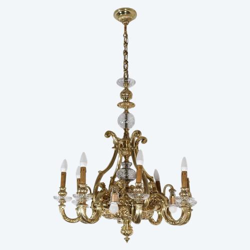  Lampadario in bronzo dorato stile Regency periodo Napoleone III
