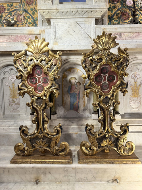Grande Coppia di Ostensori Reliquiari - XVIII Secolo