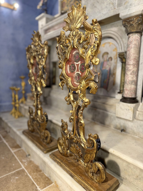 Grande Coppia di Ostensori Reliquiari - XVIII Secolo